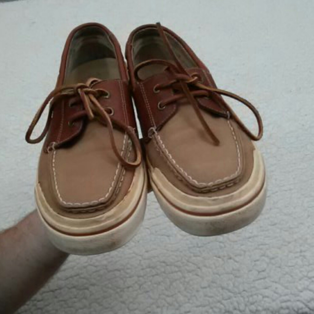 H.S. Trask Bison Leather/Canvas Boat Shoe 10.5M - Picture 2 of 9
